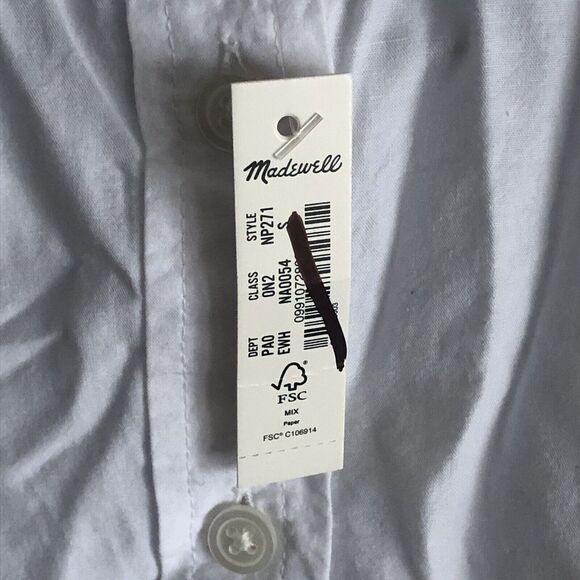 Madewell Top Sz Small White Crop Dolman Shirt Button Up Cotton Lyocell Linen NWT - Picture 12 of 16